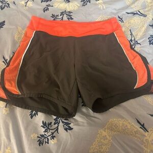 Pink and dark grey running shorts